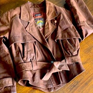 Vintage suede leather Aviator Bomber jacke…
